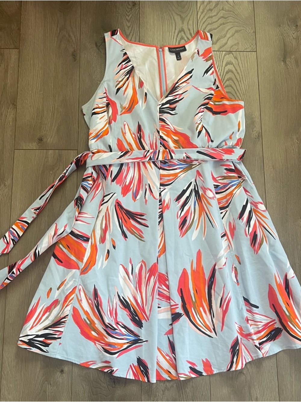 Lane Bryant Light Blue Women’s Size 18 V-Neck Tropical Sleeveless Dress